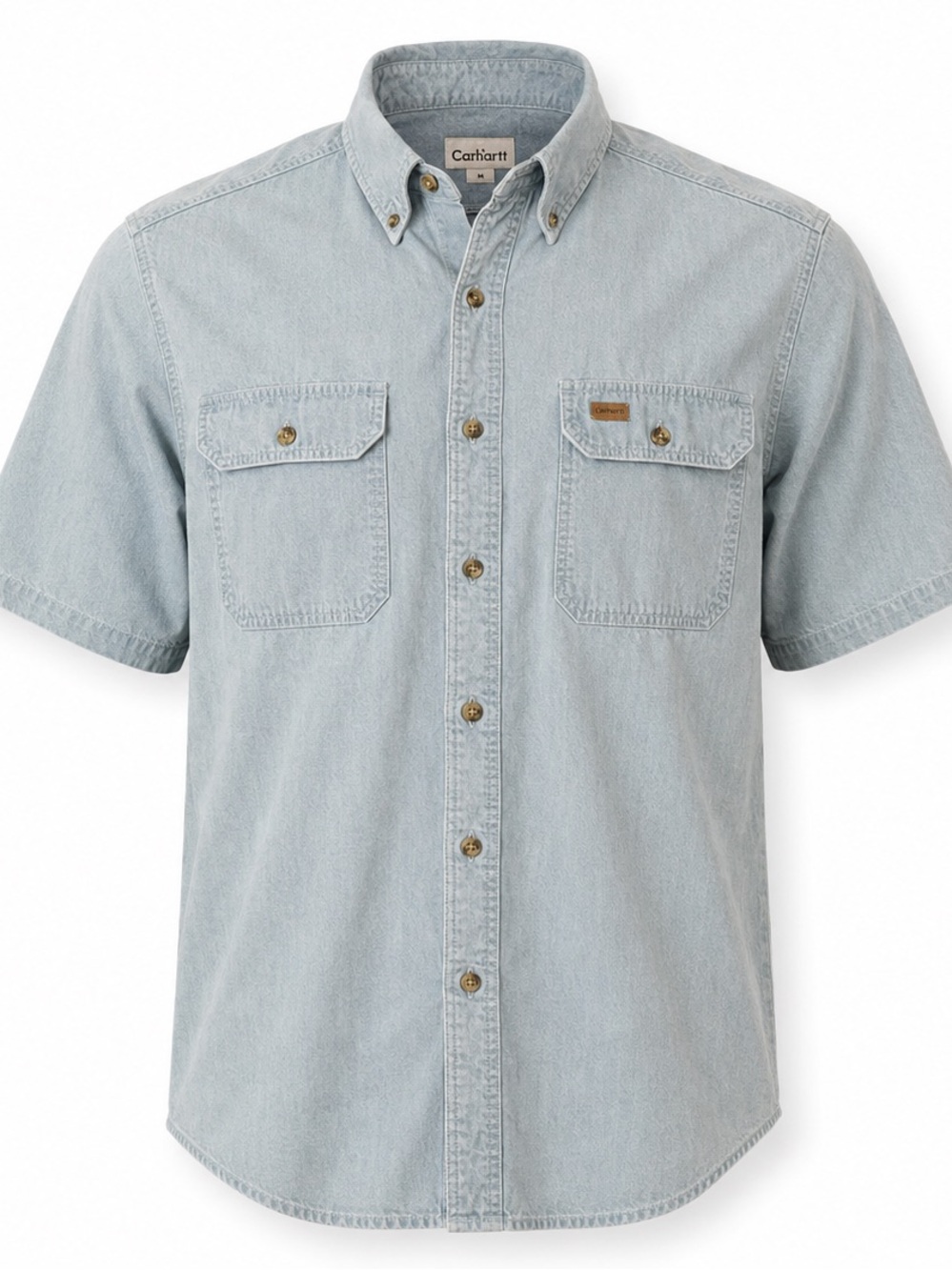 Carhartt Men’s Light Blue Short-Sleeve Button-Down Denim Shirt